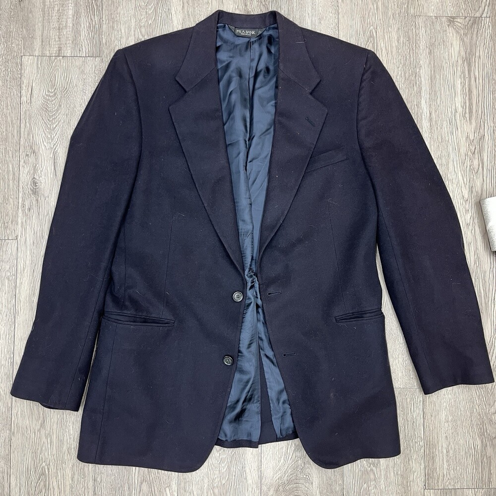 Jos. A Bank Cashmere Navy Men's 41 L Silk Linen Blazer Jacket Made In USA
